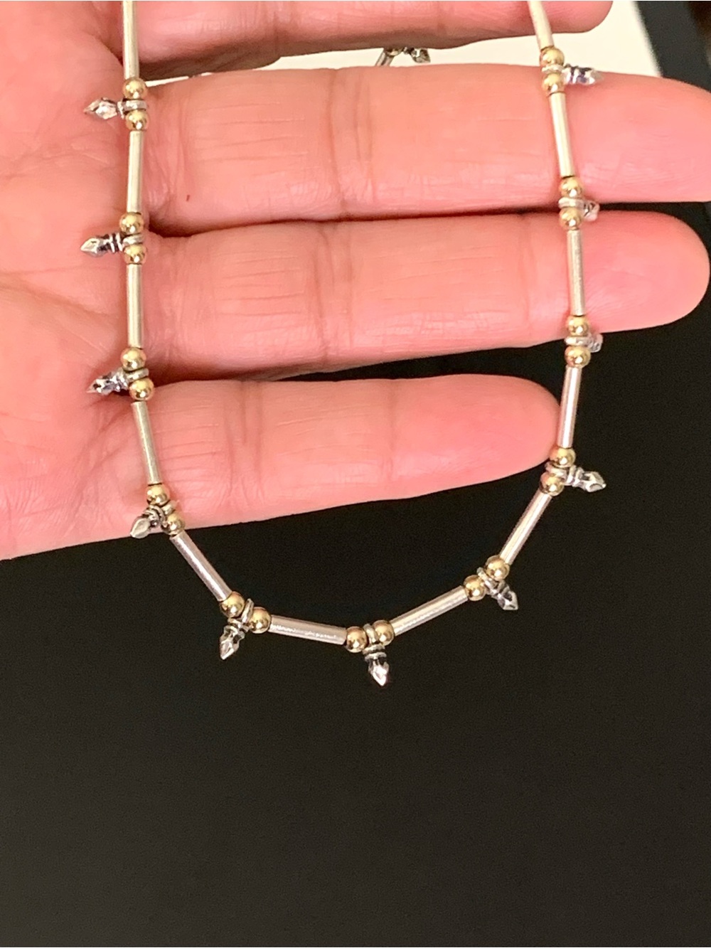 Stunning 14K Gold Plated 925 Sterling Silver Ball Bead Chain Necklace, 15" / 11g